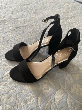 Sugar Black Ankle-Strap Block Heels for Women